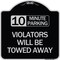 Signmission 10 Minute Parking Violators Will Towed Away Heavy-Gauge Aluminum Sign, 18" x 18", BS-1818-24641 A-DES-BS-1818-24641 - alternate 1